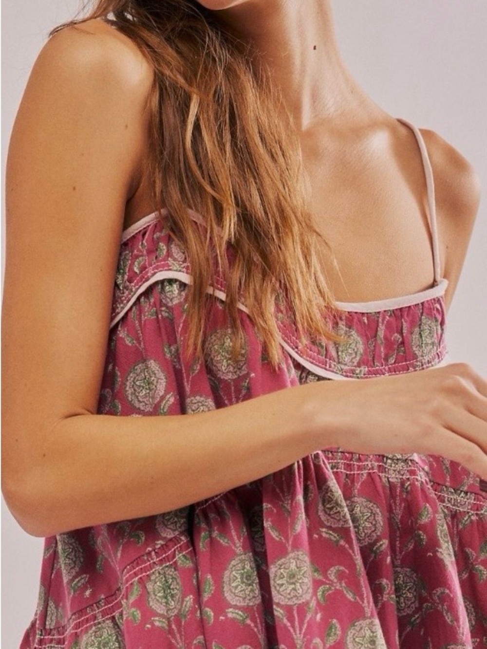 Free People Wilder Days Pink Floral Tiered Mini Dress - Picture 4 of 4